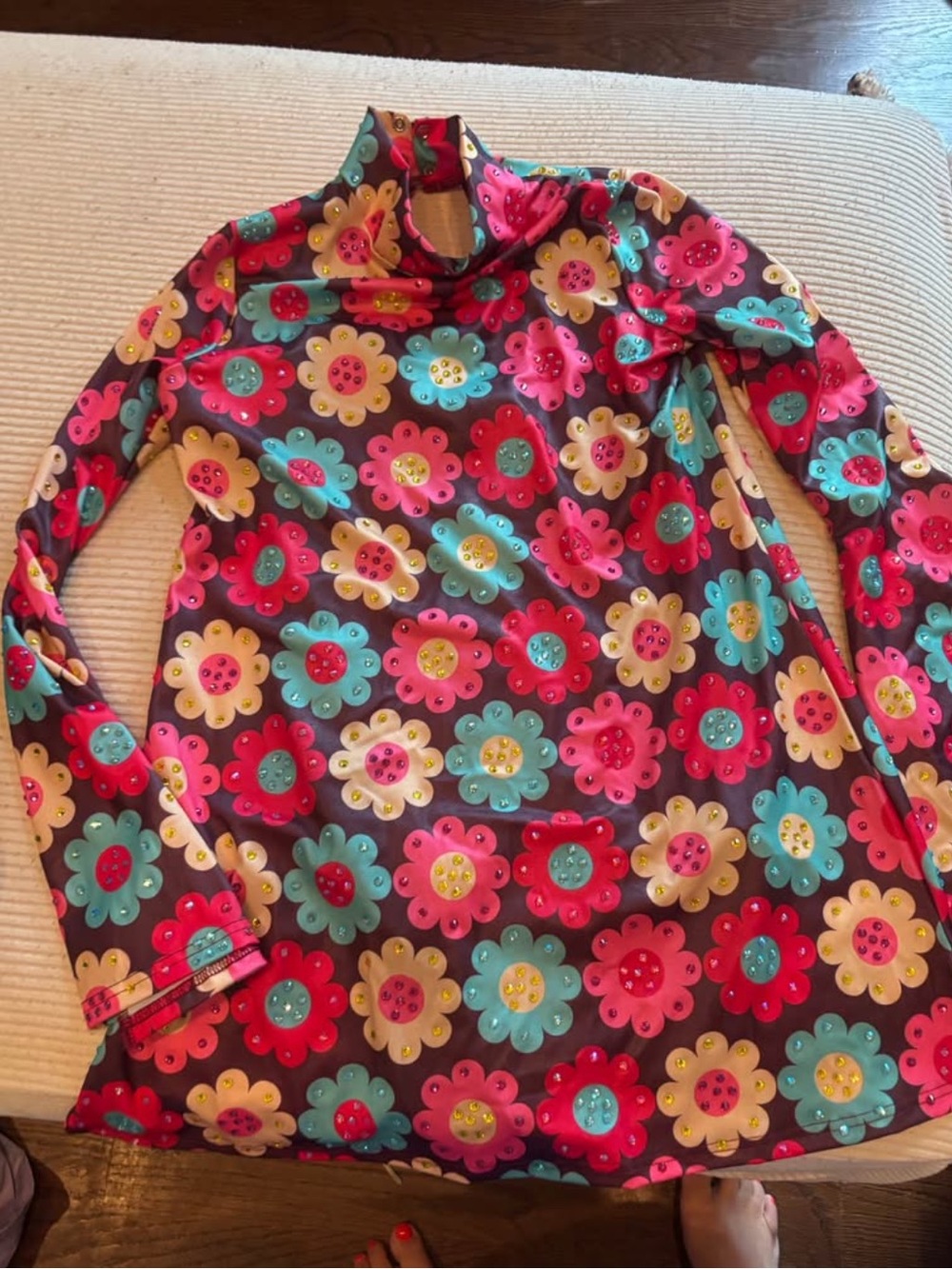 Weissman Kids Floral Dance costume 70s - Pink, Teal & Yellow Flowers